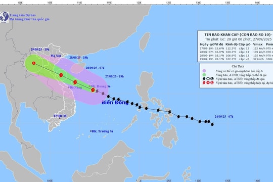 Cập nhật: Bão số 10 BUALOI cách Đà Nẵng khoảng 460km, gây mưa diện rộng