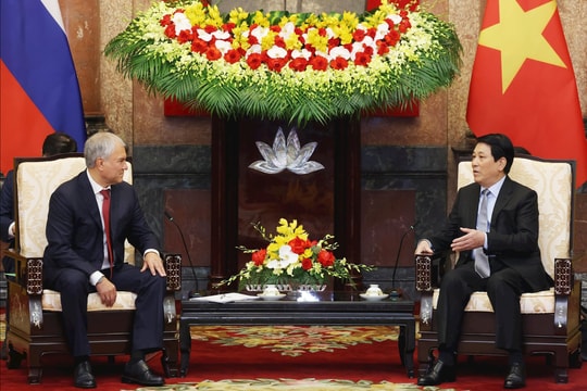 Chủ tịch nước Lương Cường tiếp Chủ tịch Duma Quốc gia Nga Vyacheslav Volodin