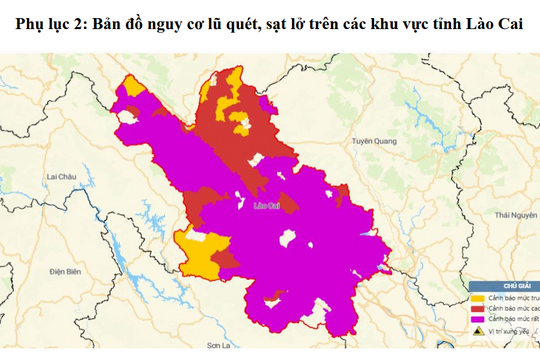 Lào Cai cảnh báo thiên tai cấp 2 do lũ, ngập lụt và sạt lở đất