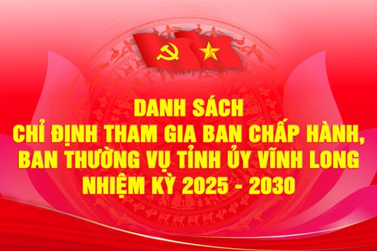 Danh sách Ban Chấp hành, Ban Thường vụ Tỉnh ủy Vĩnh Long nhiệm kỳ 2025 - 2030