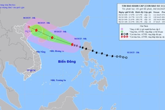 Cập nhật: Bão số 11 MATMO di chuyển nhanh, cách đặc khu Hoàng Sa khoảng 570km