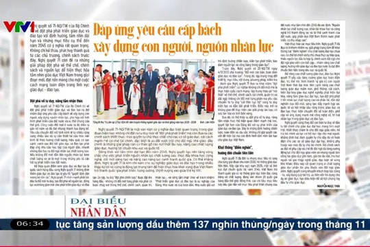 Điểm báo VTV1: Đáp ứng yêu cầu cấp bách xây dựng con người, nguồn nhân lực
