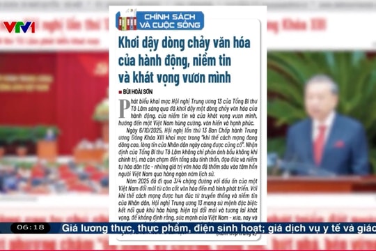 Điểm báo VTV1: Khơi dậy dòng chảy văn hóa của hành động, niềm tin và khát vọng vươn mình