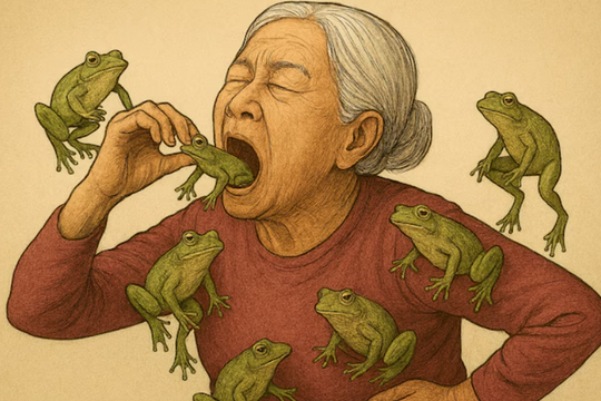 Nhập viện vì nuốt 8 con ếch sống để chữa đau lưng