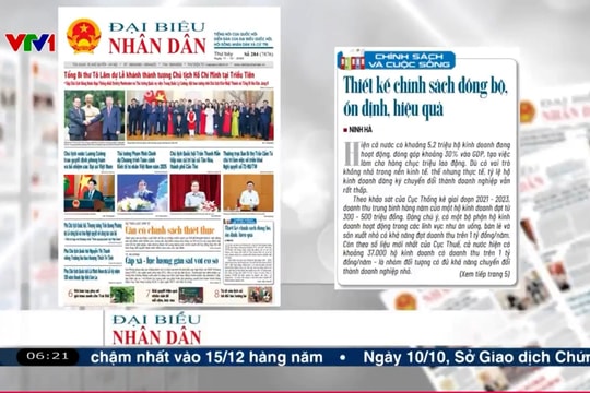 Điểm báo VTV1: Thiết kế chính sách đồng bộ, ổn định, hiệu quả