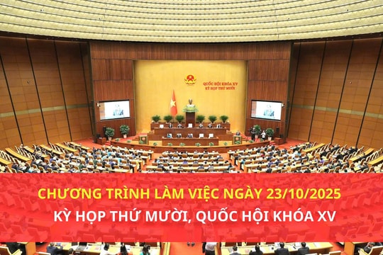 Kỳ họp thứ Mười, Quốc hội Khoá XV: Dự kiến chương trình làm việc ngày 23/10