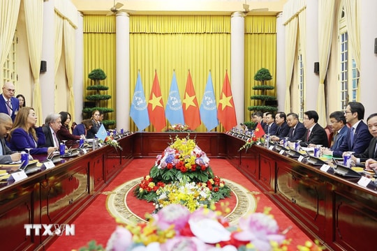 Chủ tịch nước Lương Cường hội đàm Tổng Thư ký Liên Hợp Quốc