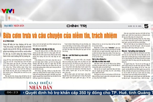 Điểm báo VTV1: Bữa cơm trưa và câu chuyện của niềm tin, trách nhiệm