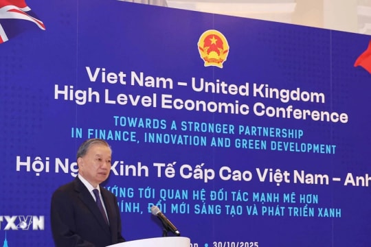 Tổng Bí thư Tô Lâm phát biểu tại Hội nghị Kinh tế cấp cao Việt Nam - Anh