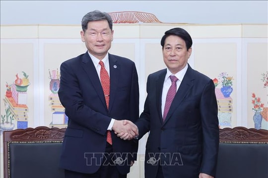 Chủ tịch nước Lương Cường tiếp Chủ tịch Quỹ giao lưu quốc tế Hàn Quốc