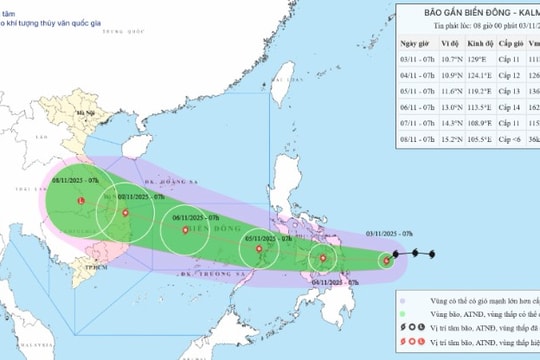 Bão Kalmaegi giật cấp 14 đang di chuyển về sát Biển Đông