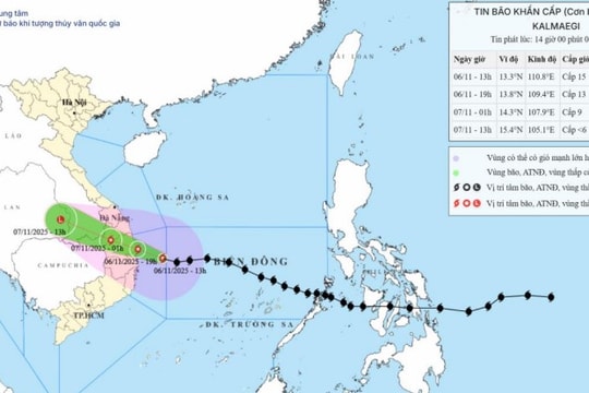 Cập nhật: Bão số 13 KALMAEGI cách Quy Nhơn 150km, tối nay đổ bộ vào đất liền