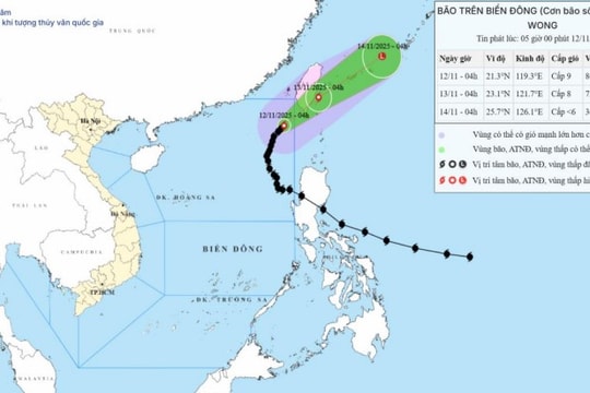 Bão số 14 Fung-Wong giảm cấp, sẽ suy yếu thành vùng áp thấp nhiệt đới