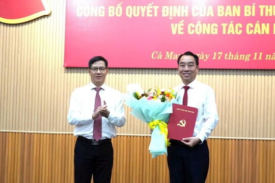 Ông Lữ Quang Ngời giữ chức Phó Bí thư Tỉnh ủy Cà Mau