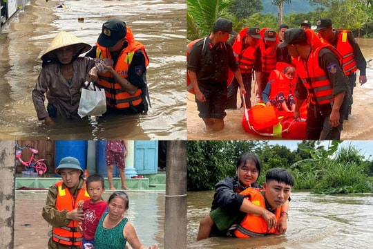 Lực lượng Công an nhân dân tập trung ứng phó và kịp thời khắc phục hậu quả mưa lũ tại khu vực Trung Bộ