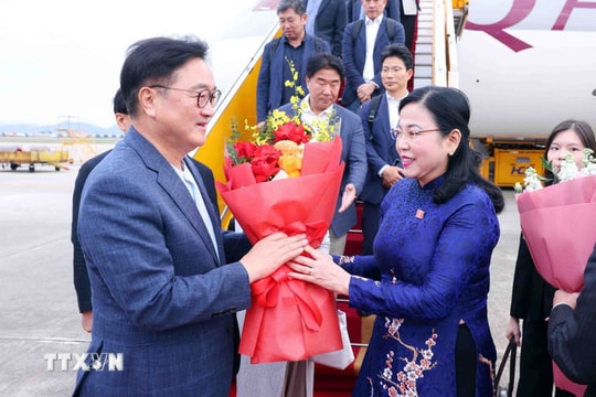 Chủ tịch Quốc hội Hàn Quốc đến Hà Nội, bắt đầu thăm chính thức Việt Nam