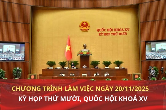 Kỳ họp thứ Mười, Quốc hội Khoá XV: Chương trình làm việc ngày 20/11