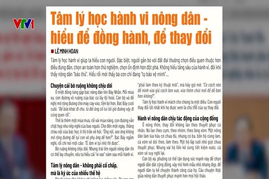 Điểm báo VTV1: Tâm lý học hành vi nông dân - hiểu để đồng hành, để thay đổi