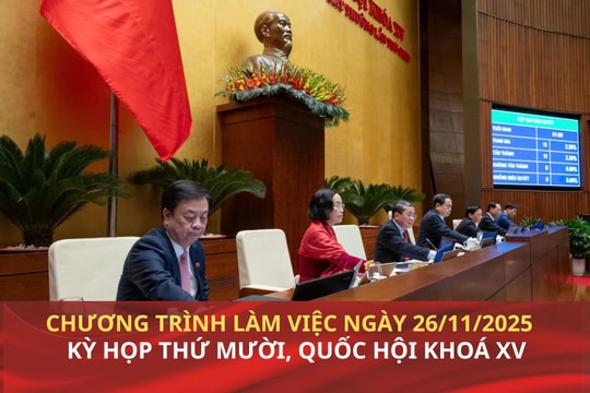 Kỳ họp thứ Mười, Quốc hội Khóa XV: Chương trình làm việc ngày 26/11