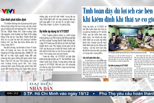 Điểm báo VTV1: Tính toán đầy đủ lợi ích các bên khi kiểm định khí thải xe cơ giới