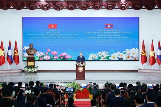 Tổng Bí thư Tô Lâm phát biểu chính sách tại Học viện Chính trị và Hành chính Quốc gia Lào