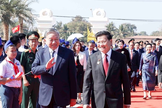 Tổng Bí thư Tô Lâm dự Lễ khánh thành Công viên Hữu nghị Lào - Việt Nam ở Vientiane