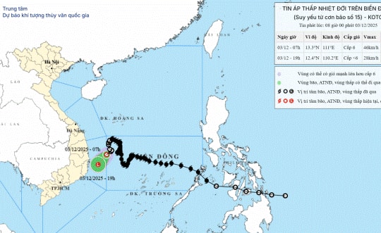Bão số 15 KOTO suy yếu thành áp thấp nhiệt đới
