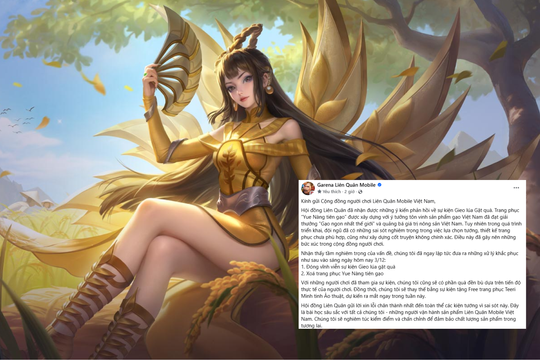 Trang phục nhân vật trong game Liên Quân Mobile bị phản ứng dữ dội, Garena nhận lỗi để khắc phục