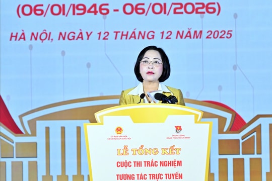 ­Phó Chủ tịch Quốc hội Nguyễn Thị Thanh dự Lễ tổng kết Cuộc thi trắc nghiệm về 80 năm Ngày Tổng tuyển cử đầu tiên bầu Quốc hội Việt Nam