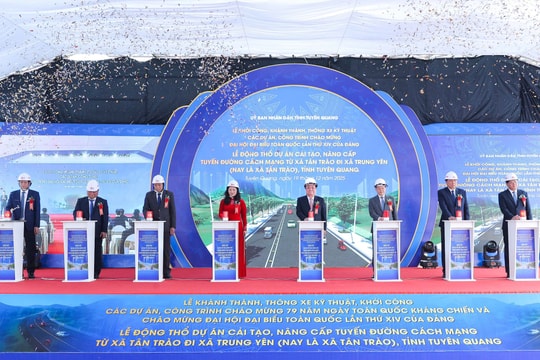 Phó Chủ tịch Quốc hội Lê Minh Hoan dự Lễ khởi công dự án nâng cấp tuyến đường Cách mạng tại Tuyên Quang
