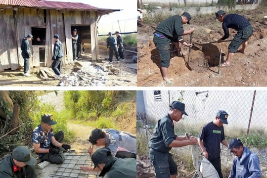 Cảnh sát cơ động Lâm Đồng khẩn trương xây nhà cho người dân bị thiệt hại do bão lũ