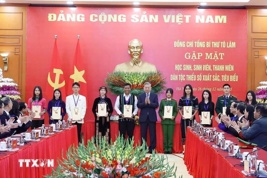 Tổng Bí thư Tô Lâm gặp mặt học sinh, sinh viên, thanh niên dân tộc thiểu số xuất sắc, tiêu biểu