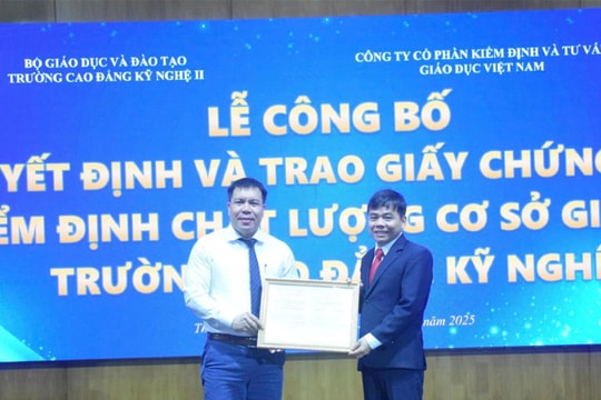 Trường Cao đẳng Kỹ nghệ II đạt tiêu chuẩn kiểm định chất lượng cơ sở giáo dục nghề nghiệp