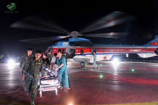 Đưa trực thăng ra đảo Nam Yết đưa ngư dân bị nhồi máu não vào đất liền cứu chữa