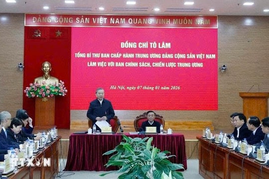 Tổng Bí thư Tô Lâm làm việc với Ban Chính sách, chiến lược Trung ương