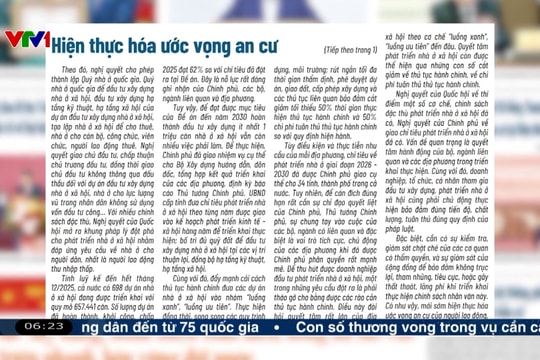 Điểm báo VTV1: Hiện thực hóa ước vọng an cư