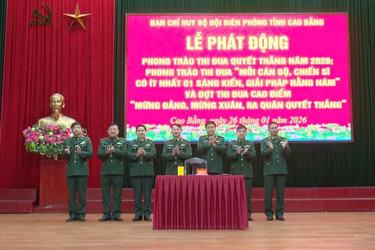 Bộ đội Biên phòng tỉnh Cao Bằng tổ chức sinh hoạt chính trị, quán triệt nhiệm vụ công tác Biên phòng năm 2026 và phát động các phong trào thi đua