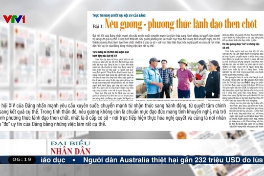 Điểm báo VTV1: Nêu gương - phương thức lãnh đạo then chốt
