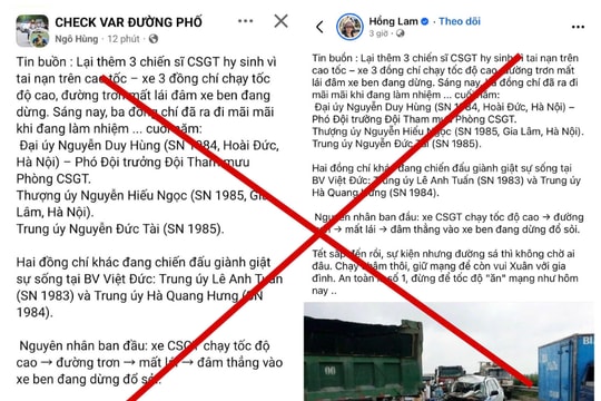 Công an Hà Nội bác bỏ thông tin "thêm 3 chiến sĩ CSGT hy sinh trên cao tốc"