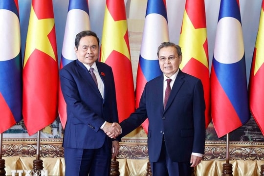 Chủ tịch Quốc hội Trần Thanh Mẫn hội kiến Chủ tịch Quốc hội Lào