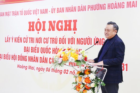 Cử tri phường Hoàng Mai tín nhiệm giới thiệu Chủ nhiệm Ủy ban Kiểm tra Trung ương Trần Sỹ Thanh ứng cử ĐBQH khóa XVI