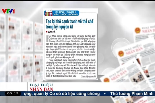 Điểm báo VTV1: Tạo lợi thế cạnh tranh về thể chế trong kỷ nguyên AI
