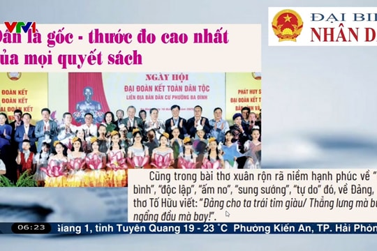 Điểm báo VTV1: Dân là gốc - thước đo cao nhất của mọi quyết sách