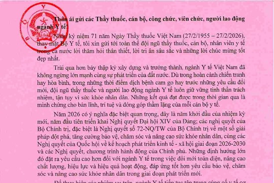 Bộ trưởng Bộ Y tế Đào Hồng Lan gửi thư chúc mừng Ngày Thầy thuốc Việt Nam