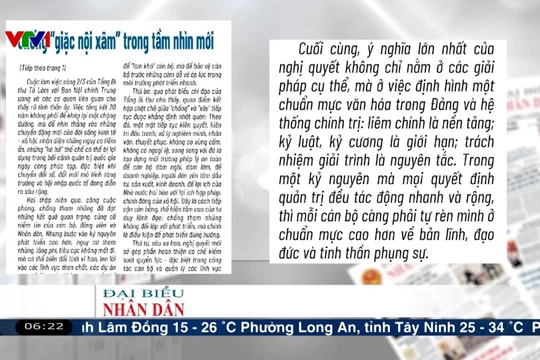 Điểm báo VTV1: Chống “giặc nội xâm” trong tầm nhìn mới
