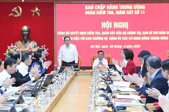 Chủ tịch Quốc hội Trần Thanh Mẫn chủ trì hội nghị công bố quyết định kiểm tra, giám sát với Ban Thường vụ Đảng ủy các Cơ quan Đảng Trung ương