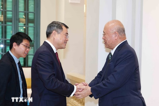 Trưởng Ban Tổ chức Trung ương Lê Minh Hưng tiếp Cố vấn đặc biệt Liên minh nghị sĩ hữu nghị Nhật-Việt Takebe Tsutomu