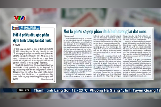 Điểm báo VTV1: Mỗi lá phiếu đều góp phần định hình tương lai đất nước
