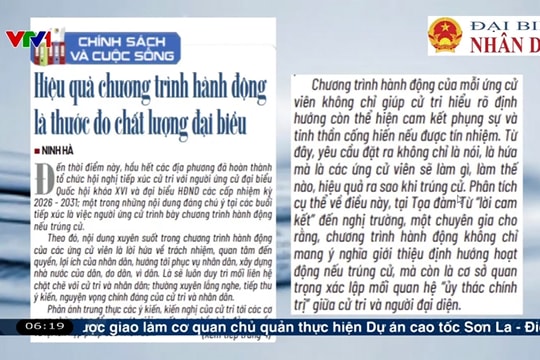 Điểm báo VTV1: Hiệu quả chương trình hành động là thước đo chất lượng đại biểu