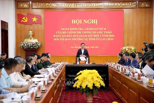 Đoàn Kiểm tra, giám sát của Bộ Chính trị làm việc với Ban Thường vụ Tỉnh ủy Lai Châu